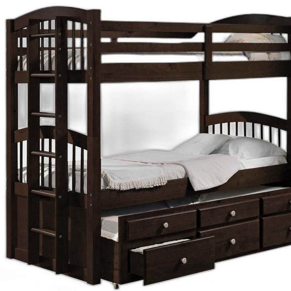 80inches X 41inches X 71inches Espresso Twin Over Twin Bunk Bed And